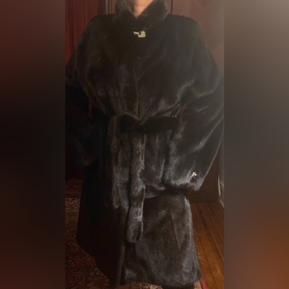 Fur coat black Dimond 100% genuine fur Mink high quality coat size -42 US M-L - Picture 4 of 16